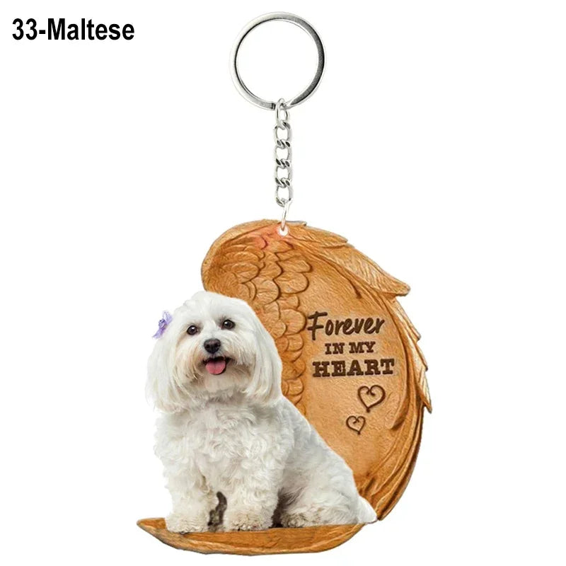 1 Piece 23 Style Dog Forever In My Heart  Angel Pendant Bag Key Chains Car Keychain Keyring  Pet Jewelry Gift For Women Girls - Nestkin Store