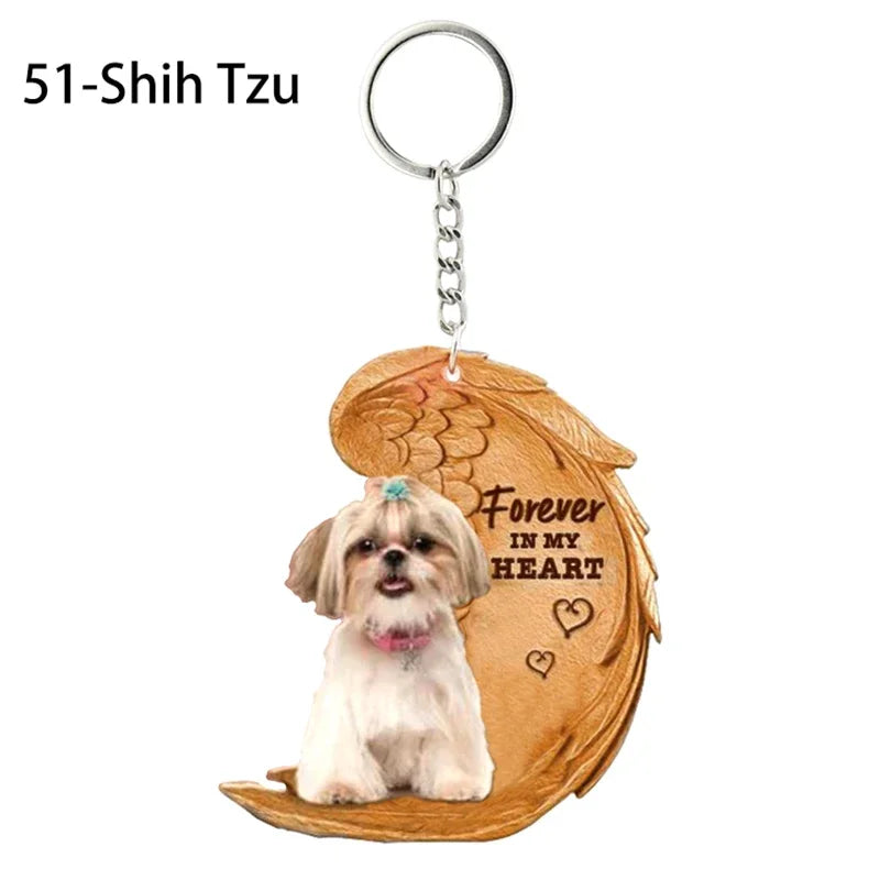 1 Piece 23 Style Dog Forever In My Heart  Angel Pendant Bag Key Chains Car Keychain Keyring  Pet Jewelry Gift For Women Girls - Nestkin Store