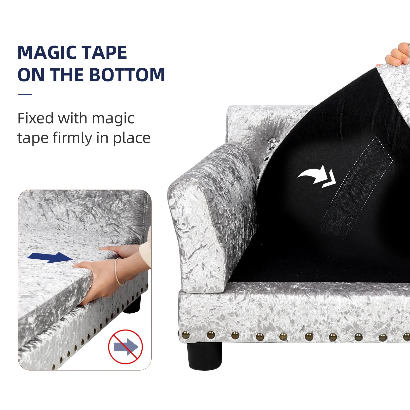 Dutch Velvet Upholstered Pet Lounge Chair, Dog Bed, Sofa, Couch Bed, Solid Wood Legs, Detachable Pad, Pet Supplies, L, XXL - Nestkin Store