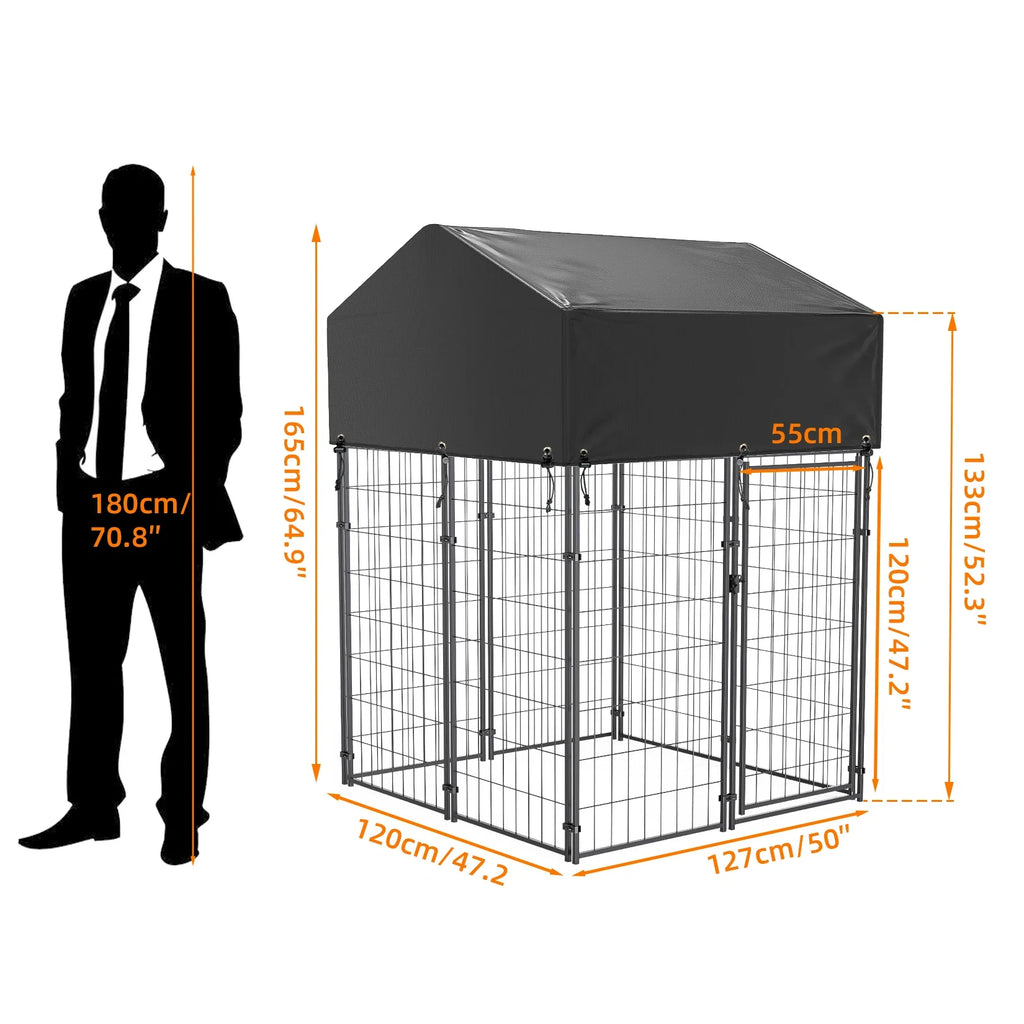 Oversize Dog Cage, Pet Run Enclosure, Playpen with Roof, for Outdoor Pet Kennel, High Fence - Nestkin Store