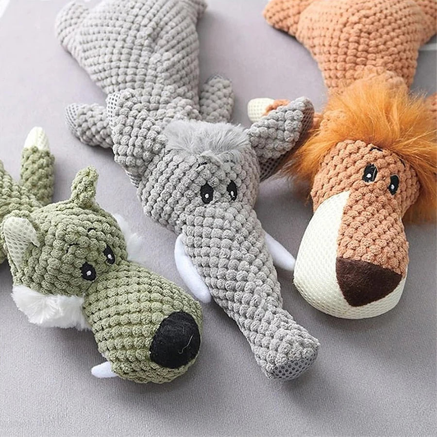 1/3 Pcs Large Dog Toy Bite-Resistant Sound Plush Toy Lion Wolf Elephant Cartoon Pet Toy Squeaky Dog Toy For Small & Medium Dogs - Nestkin Store