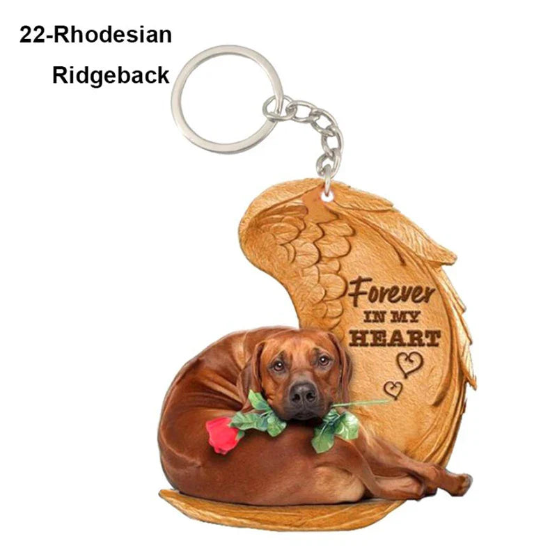 39 Style Cut Dog Forever In My Heart Angel Pendant Bag Keychain Car Key Chain Keyring Pet Jewelry Best Friends Gifts Accessories - Nestkin Store