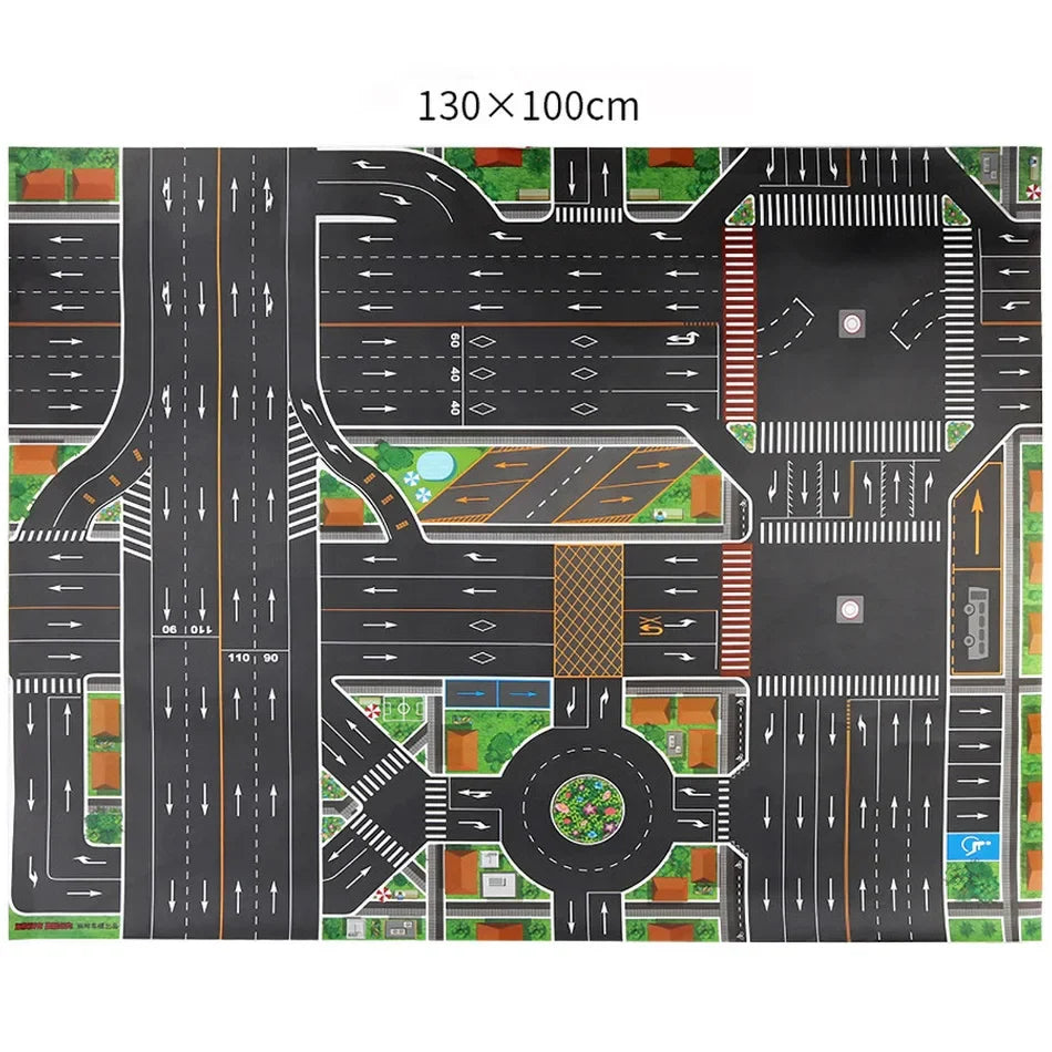 Thin Plastic Traffic Road Carpet for Kids Playmat Children Rug Simulated Parking Map Toy Baby Play Mat Little Boy Girl Mats Toys - Nestkin Store