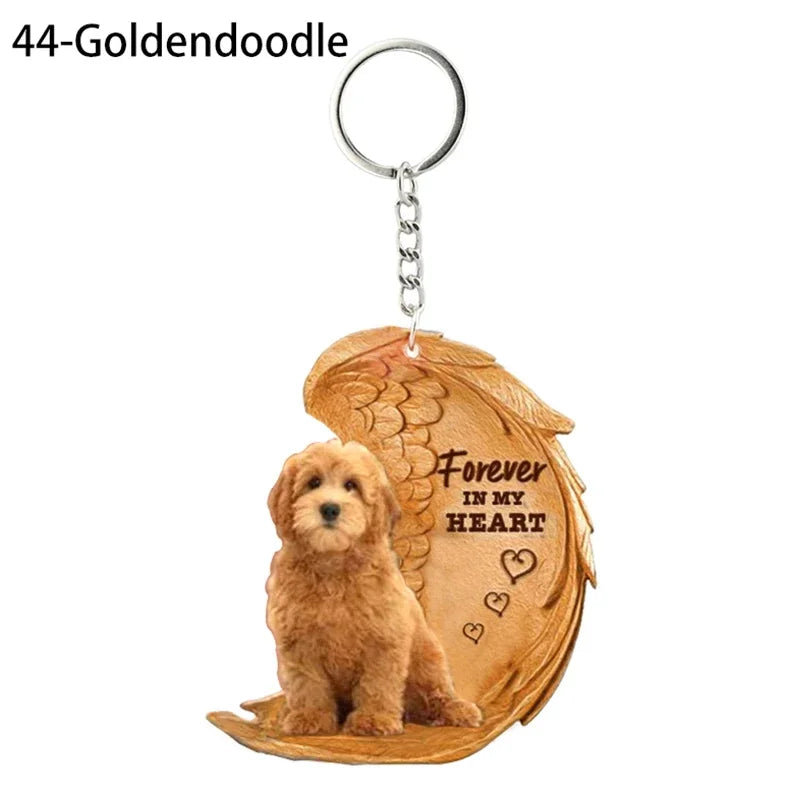 1 Piece 23 Style Dog Forever In My Heart  Angel Pendant Bag Key Chains Car Keychain Keyring  Pet Jewelry Gift For Women Girls - Nestkin Store