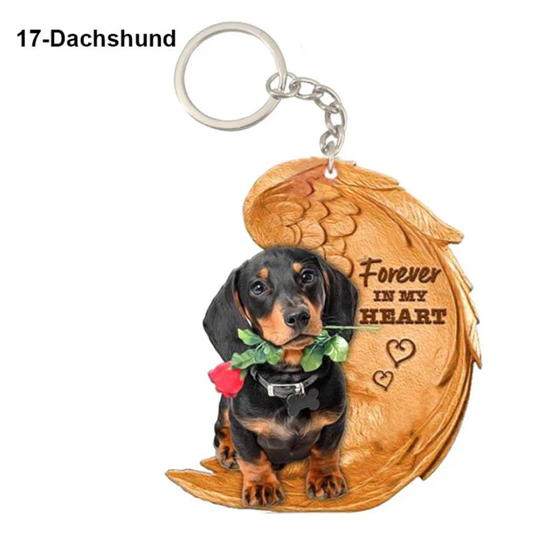 39 Style Cut Dog Forever In My Heart Angel Pendant Bag Keychain Car Key Chain Keyring Pet Jewelry Best Friends Gifts Accessories - Nestkin Store