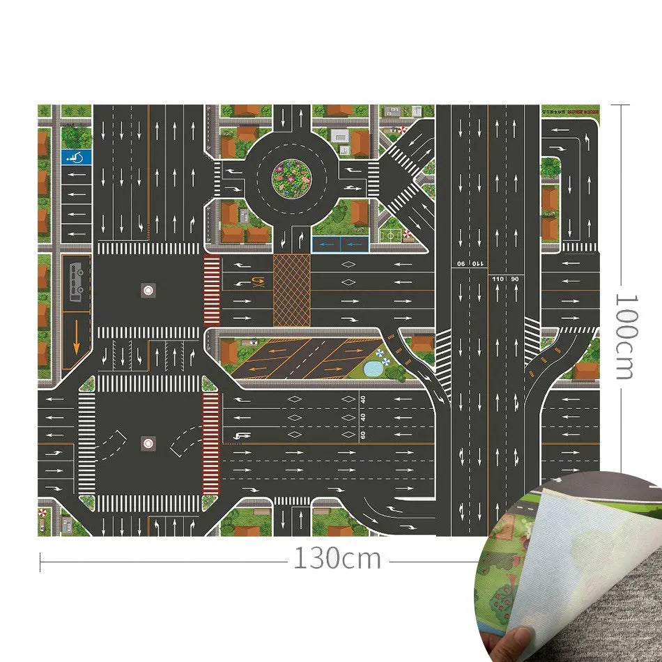 Thin Plastic Traffic Road Carpet for Kids Playmat Children Rug Simulated Parking Map Toy Baby Play Mat Little Boy Girl Mats Toys - Nestkin Store
