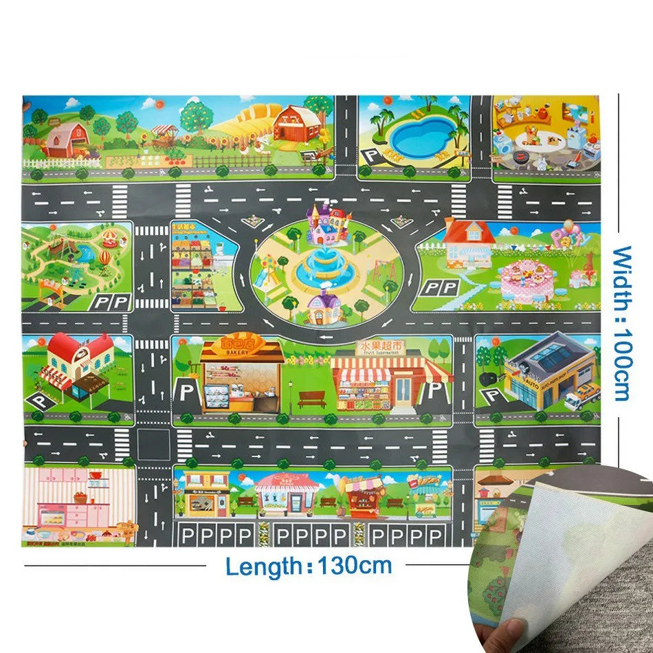 Thin Plastic Traffic Road Carpet for Kids Playmat Children Rug Simulated Parking Map Toy Baby Play Mat Little Boy Girl Mats Toys - Nestkin Store
