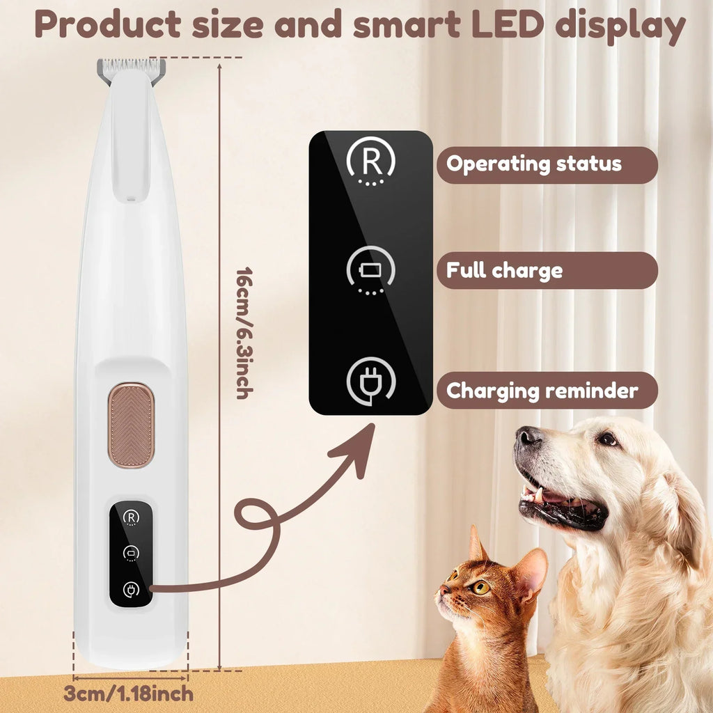 New Dog Paw Trimmer with LED Light Fully Waterproof Pet Hair Trimmer with LED Display Dog Clippers for Grooming 18mm Widen Blade - Nestkin Store