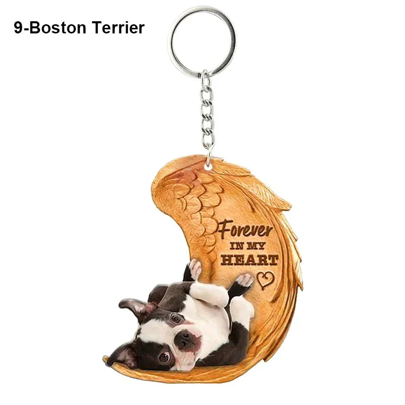 1 Piece 23 Style Dog Forever In My Heart  Angel Pendant Bag Key Chains Car Keychain Keyring  Pet Jewelry Gift For Women Girls - Nestkin Store