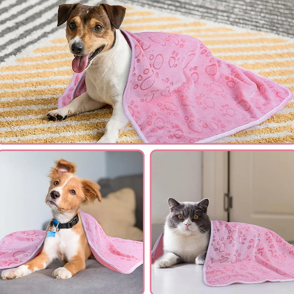 Pink Soft Fluffy High Quality Pet Blanket Cute Paw Print Dog Blanket Pet Mat Warm and Comfortable Blanket for Cat Dogs - Nestkin Store