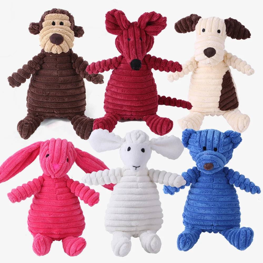 Pet Dogs Plush Animal Chewing Toy Wear-resistant Squeak Cute Bear Fox Toys for Dog Puppy Teddy Interactive Supplies - Nestkin Store