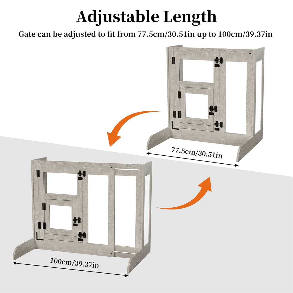 Tempered Glass Dog Gate Adjustable Length From 77 to 100cm Pet Door Gate Barrier Fence Panels - Nestkin Store