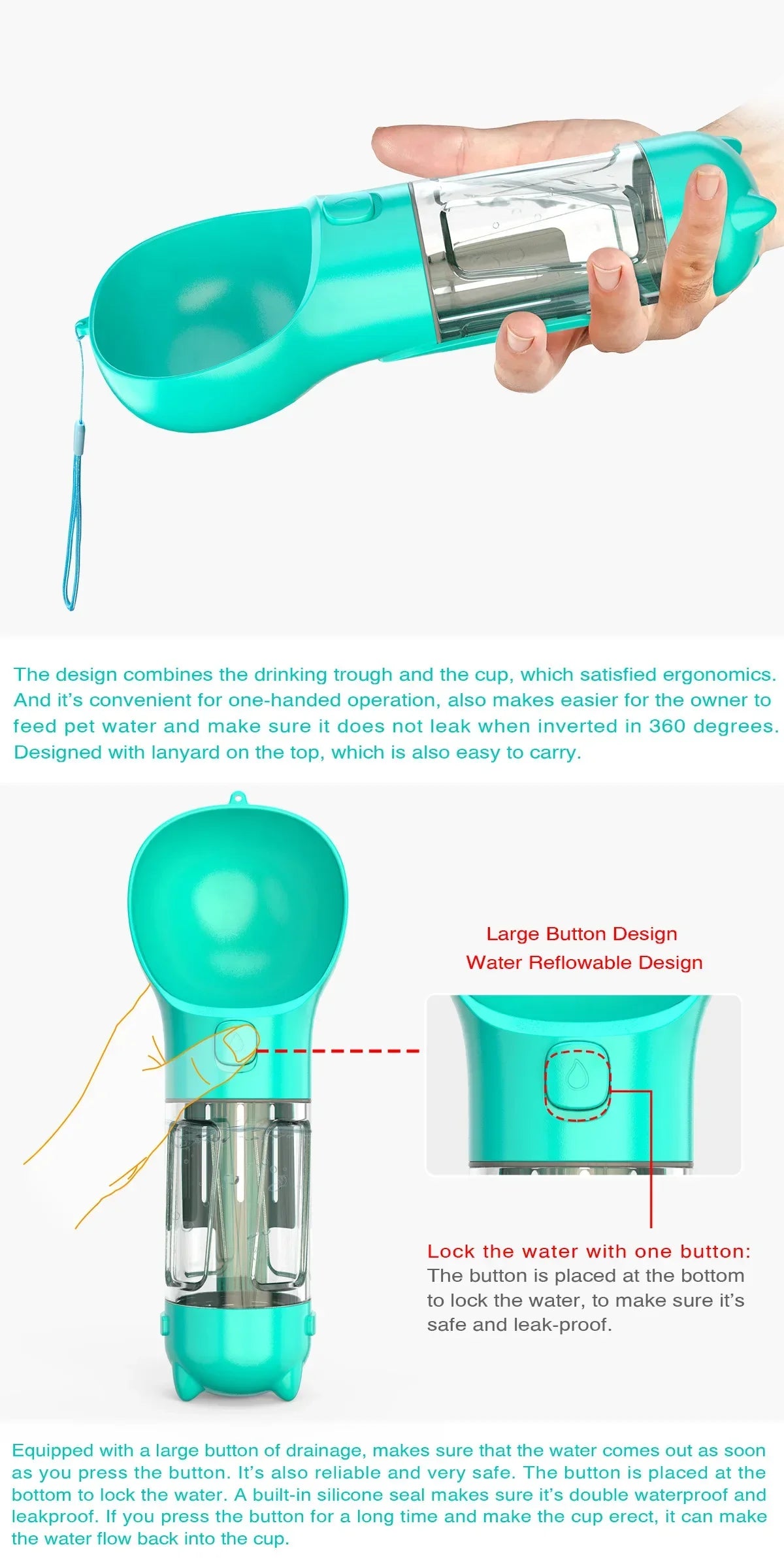 Portable Pet Dog Water Bottle For Small Large Dogs Travel Puppy Cat Drinking Bowl Outdoor Pet Water Dispenser Feeder wiht shovel - Nestkin Store