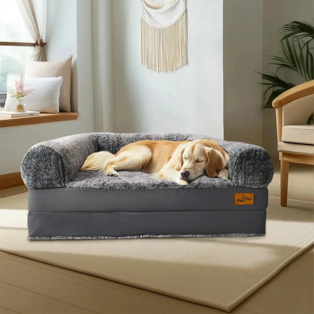 180cm Long Human Dog Bed Fits Adults and Pets Foldable Orthopedic Pet Bed Plush Cushion Cover with Bolster - Nestkin Store