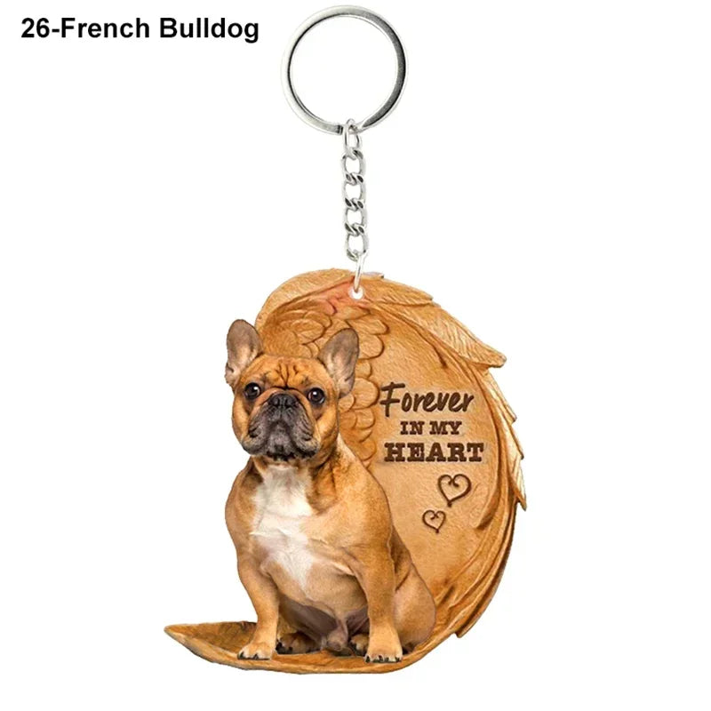 1 Piece 23 Style Dog Forever In My Heart  Angel Pendant Bag Key Chains Car Keychain Keyring  Pet Jewelry Gift For Women Girls - Nestkin Store