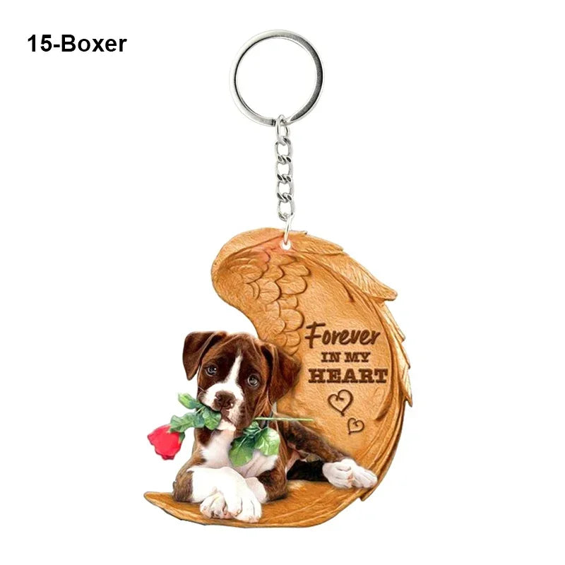 1 Piece 23 Style Dog Forever In My Heart  Angel Pendant Bag Key Chains Car Keychain Keyring  Pet Jewelry Gift For Women Girls - Nestkin Store