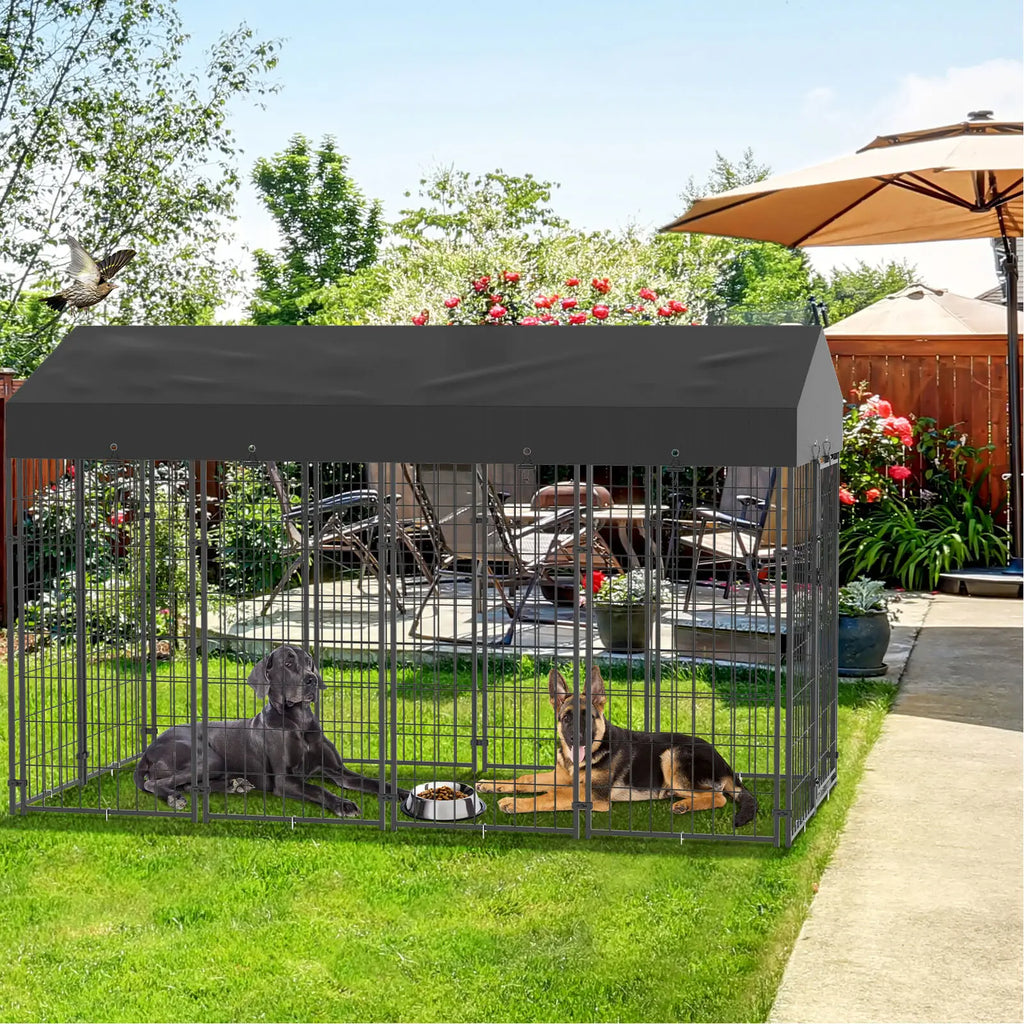 Oversize Dog Cage, Pet Run Enclosure, Playpen with Roof, for Outdoor Pet Kennel, High Fence - Nestkin Store