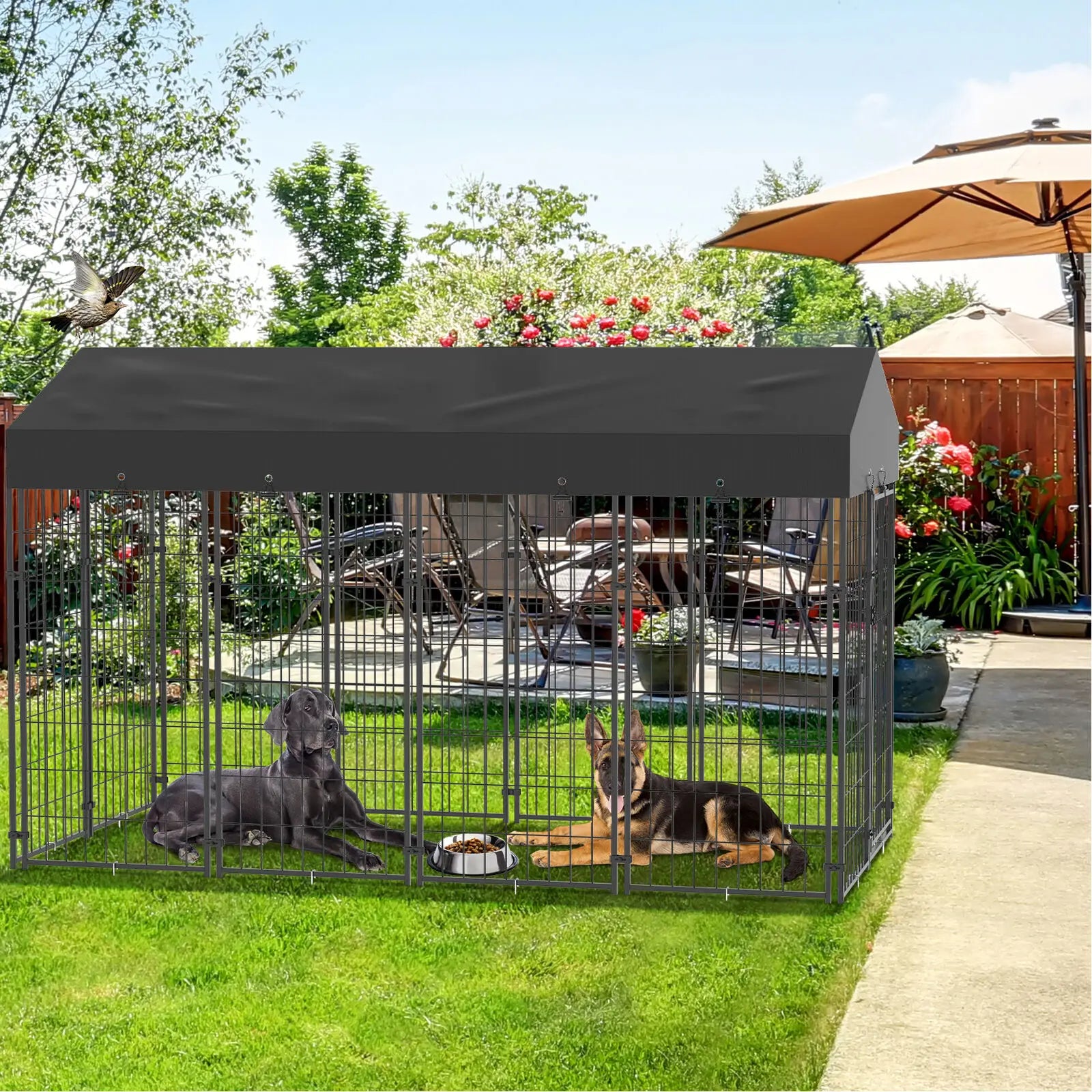 Oversize Dog Cage, Pet Run Enclosure, Playpen with Roof, for Outdoor Pet Kennel, High Fence - Nestkin Store