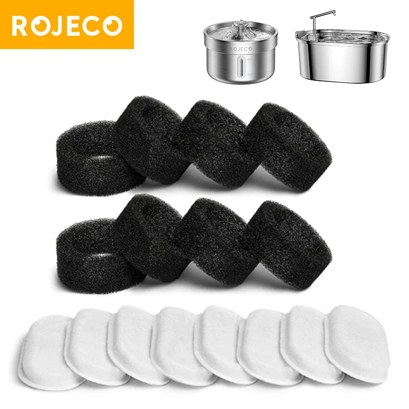 ROJECO Cat Fountain Filter For 3.2L Stainless Steel Cat Water Fountain Pet Water Dispenser Replacement Activated Carbon Filters - Nestkin Store