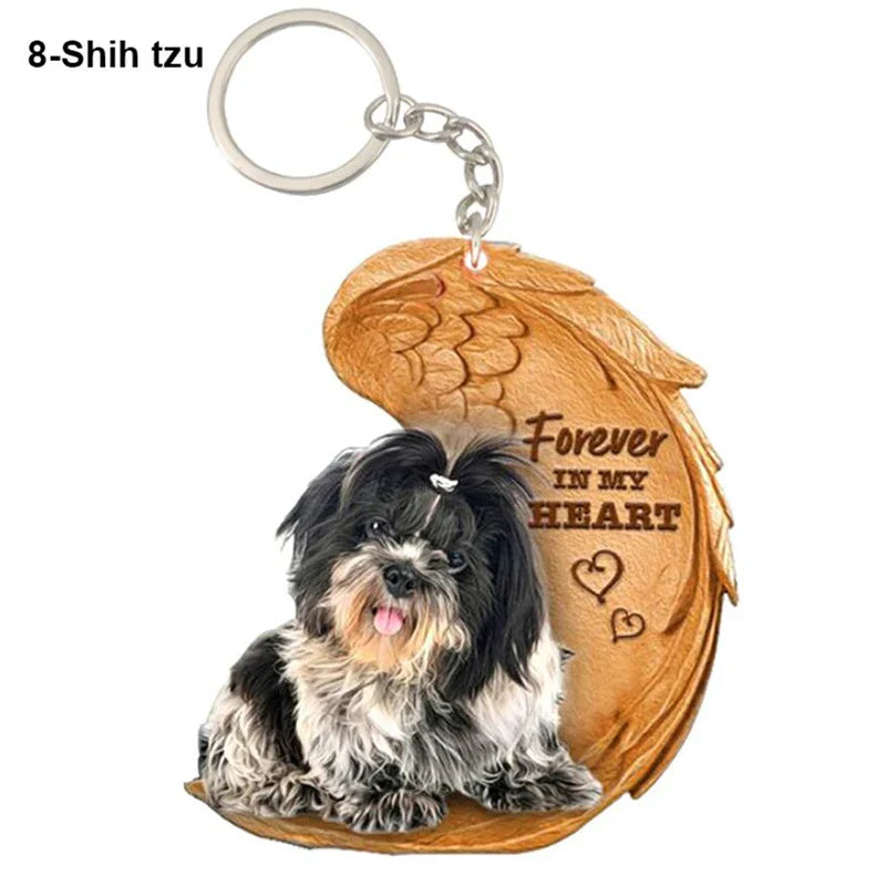 39 Style Cut Dog Forever In My Heart Angel Pendant Bag Keychain Car Key Chain Keyring Pet Jewelry Best Friends Gifts Accessories - Nestkin Store