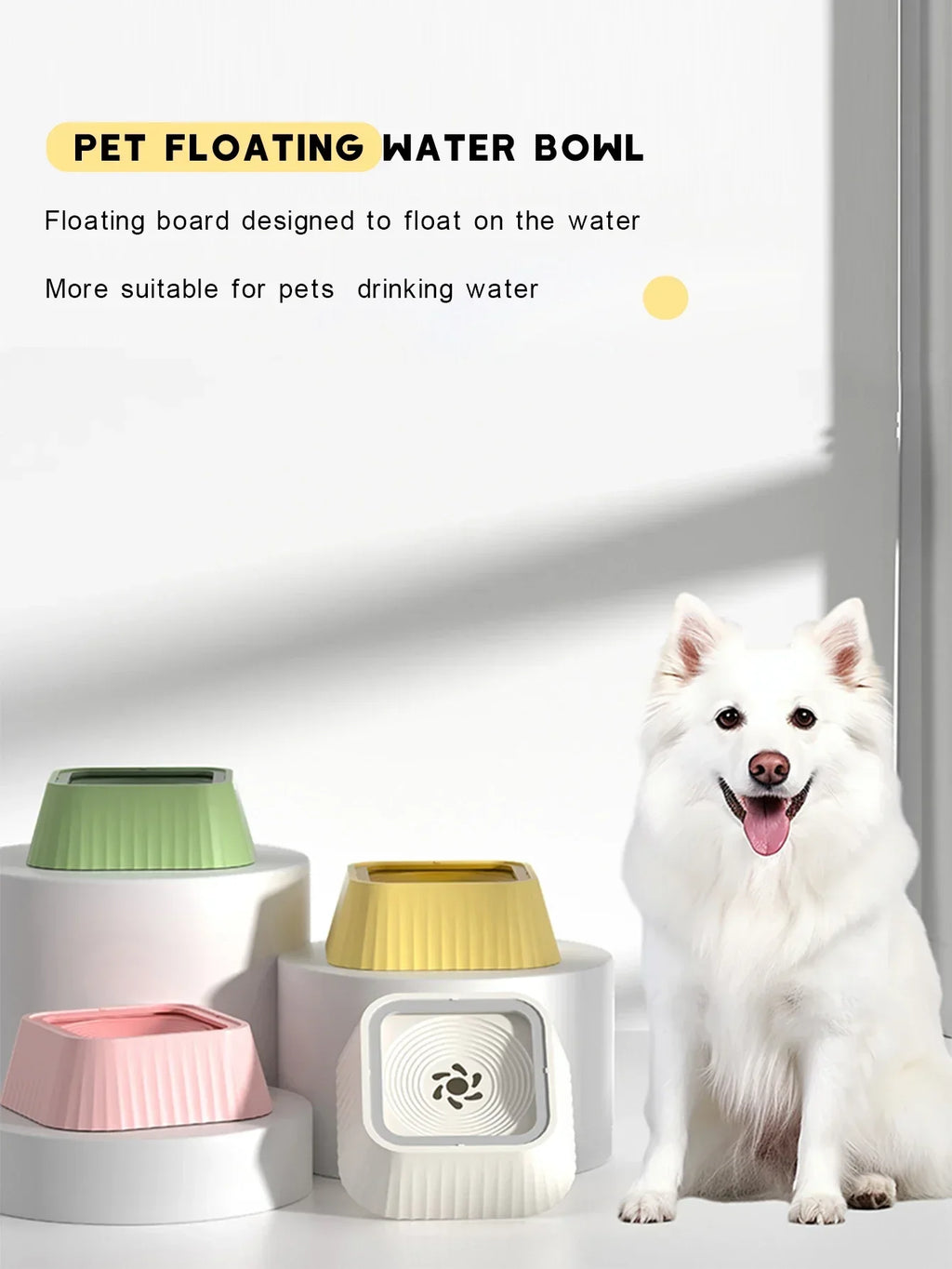 Pet Water Fountain with Floating Plates No Spill Dog Water Bowl Clean Drinking Slow Feeder Anti-splash Pet for Dogs for Pet - Nestkin Store