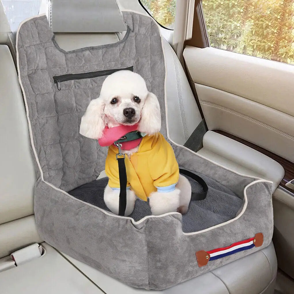 Dog Car Seat Protector Travel Anti-Slip Pet Booster Seat with Storage Pockets and Safety Leash Car Carrier Bed Hold 14kg - Nestkin Store