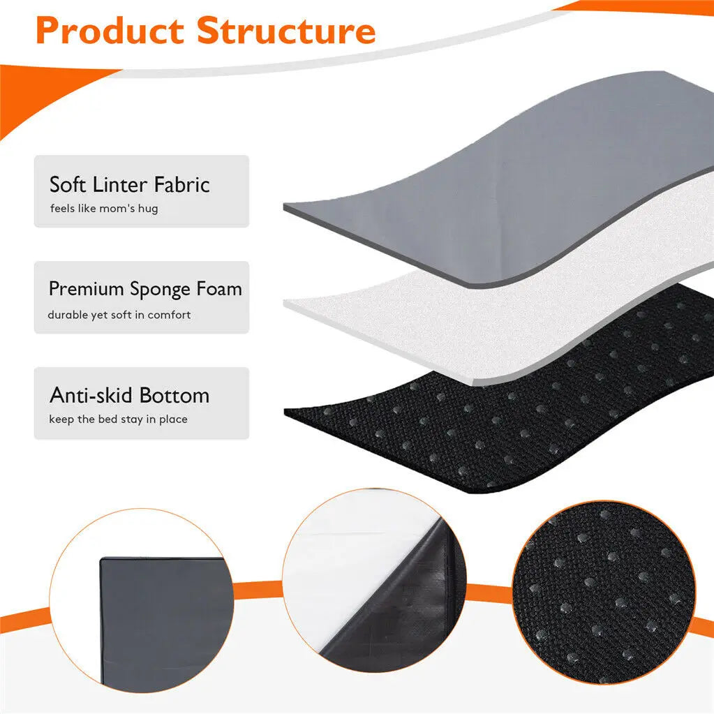 M L XL 2XL Dog Bed Jumbo Pet Orthopedic Bed Memory Foam Base Crate Mattess Cushion with Washable Cover Waterproof - Nestkin Store