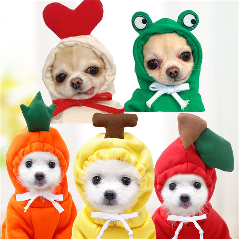 Cute Fruit Dog Clothes For Small Dogs Hoodies Winter Warm Fleece Pet Clothing Puppy Cat Costume Coat For French Chihuahua Outfit - Nestkin Store
