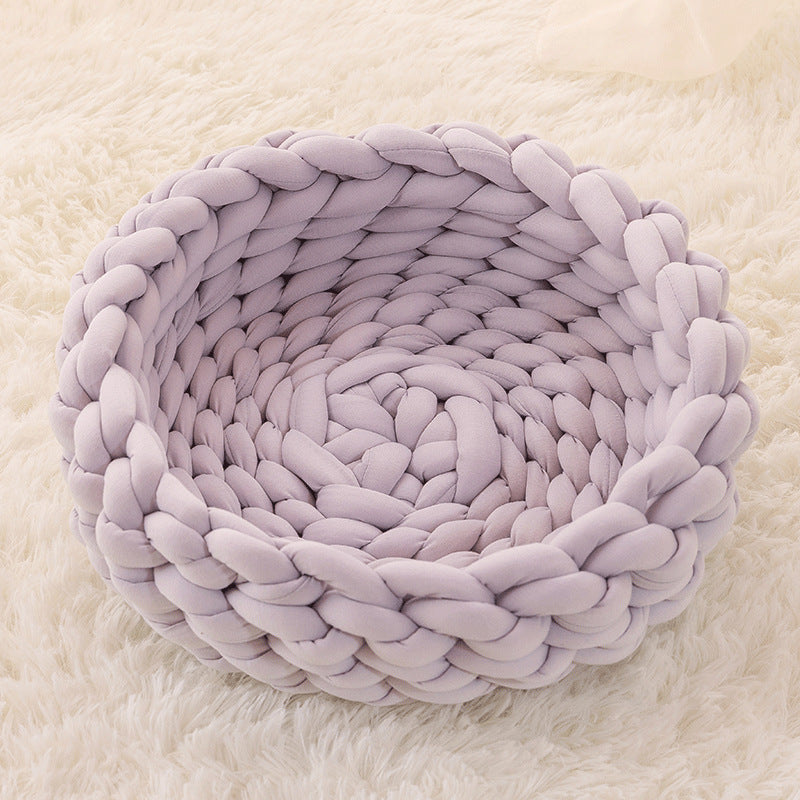 Cat House Cushion Soft Long Plush Warm Pet Mat Cute Kennel Cat Sleeping Basket Bed Round Fluffy Comfortable Touch Pet Products - Nestkin Store