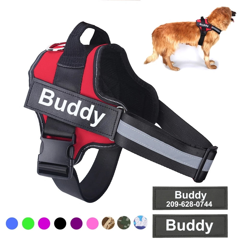 Personalized Dog Harness NO PULL Reflective Breathable Adjustable Pet Harness Vest For Small Large Dog Custom Patch Pet Supplies - Nestkin Store