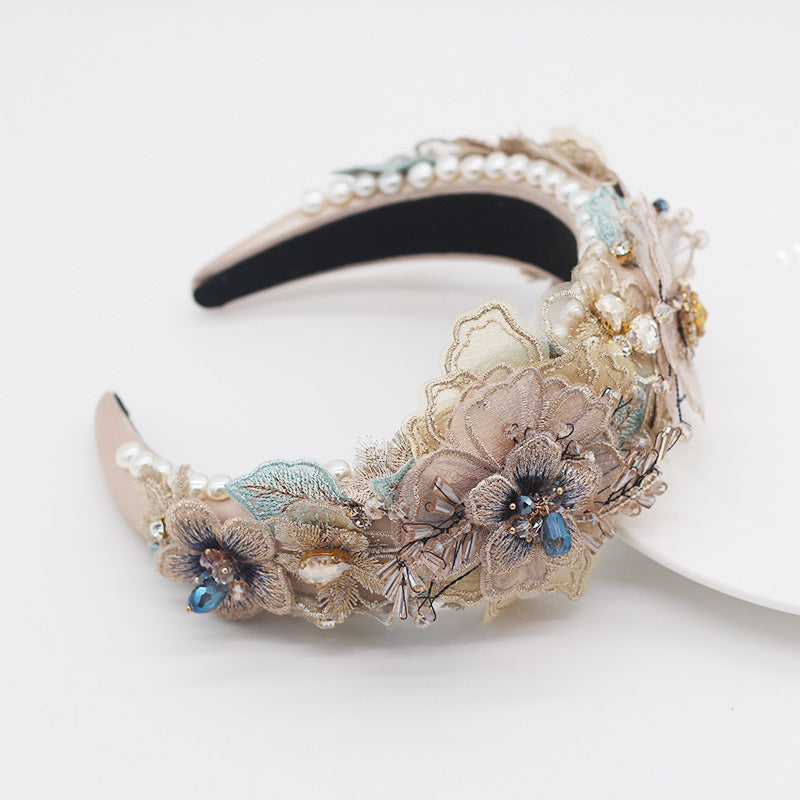 Baroque Sponge Exaggerated Pearl Lace Petal Diamond Crystal Geometry Ladies Prom - Nestkin Store