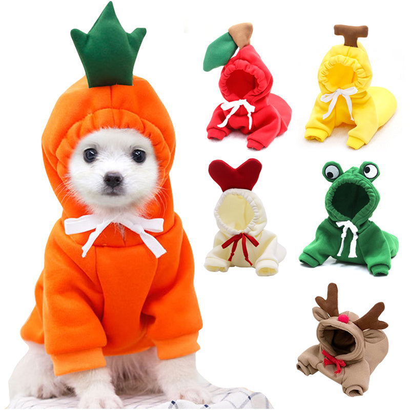 Cute Fruit Dog Clothes For Small Dogs Hoodies Winter Warm Fleece Pet Clothing Puppy Cat Costume Coat For French Chihuahua Outfit - Nestkin Store