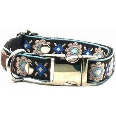 Elegant Cotton Dog Collar with Personalised Engraved Charm by Lollipollipocket