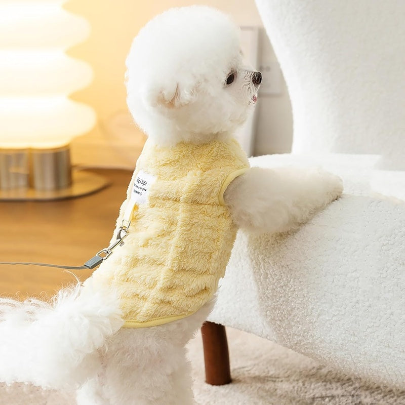 Autumn And Winter Dog Clothes Can Pull Simple Solid Color Two-legged Down Jacket Cat Warm Vest Pet Clothing - Nestkin Store