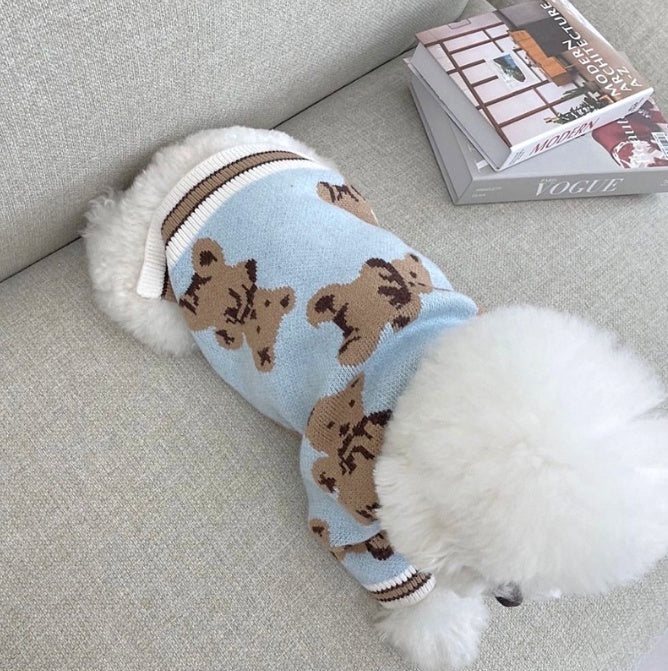 Dog Cat Sweater Preppy Style V-neck Striped Vest Pet Puppy Winter Warm Clothes Apparel For Dogs Cats - Nestkin Store