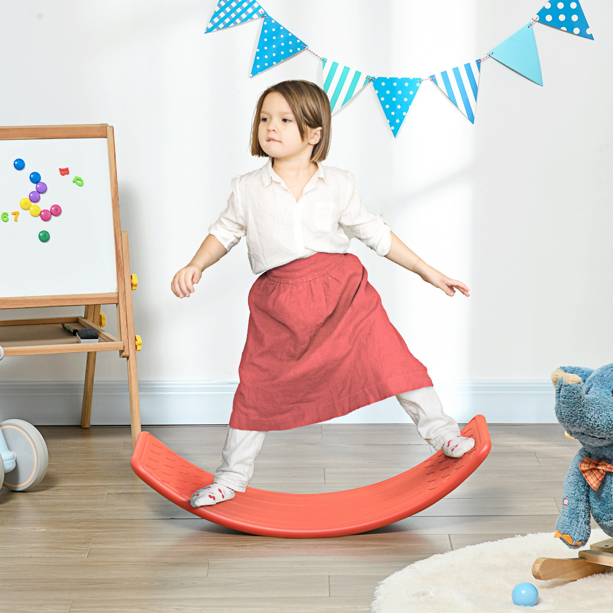 Balance Board Montessori Toy for Kids Ages 3-6 - Red