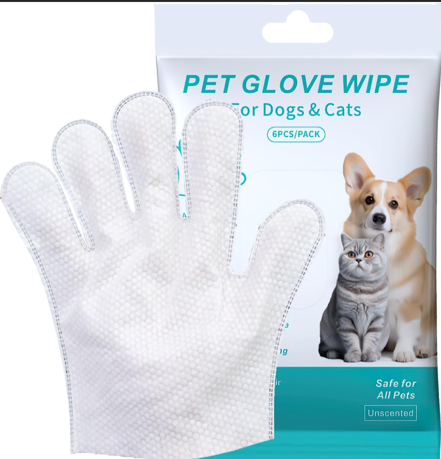 Ittea 18 Pieces Pet Wipes for Dog and CatCleaning Gloves Deodorizing Hypoallergenic Grooming Wipes for Fur Face Paws Ears Butt. Waterless Wash Free Pet Glove Wipes for Daily Care & Travelling