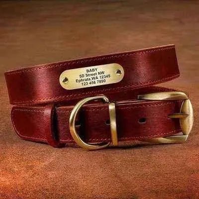 Luxury Leather Dog Collar with Personalised Engraving